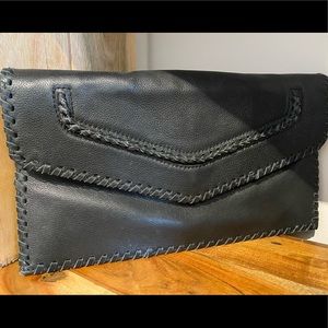 Black leather clutch